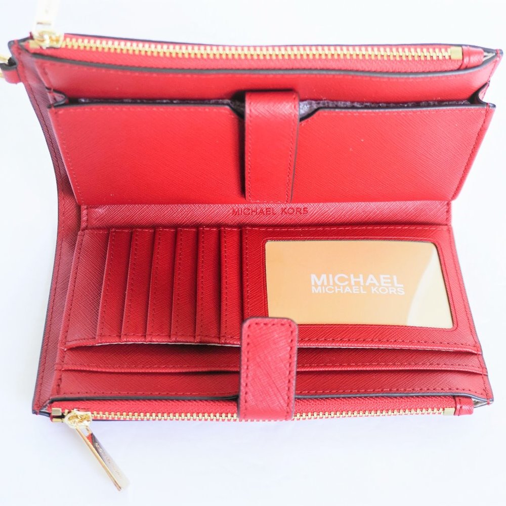 Michael Kors Jet Set Double Zip Wristlet Red Flame - Picture 4 of 5